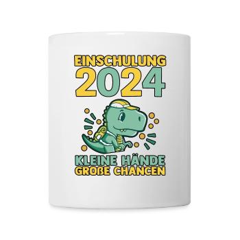 1st Grade Schoolchild Back to School Dino School Enrollment - Mug - white - Front