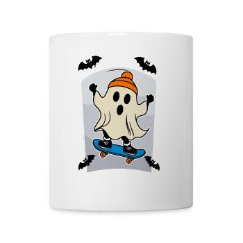 Skateboarding Ghost Funny Halloween Design - Mug - white - Front