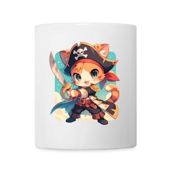 Chat Pirate de Kawaii Chibi - Aventure Ahoy - Mug blanc - blanc - Devant