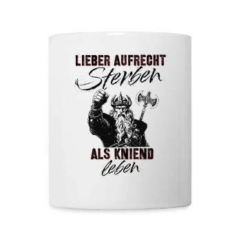 Deutschrock Spruch Vikinger Axt kniend leben - Tasse - Weiß - Vorne