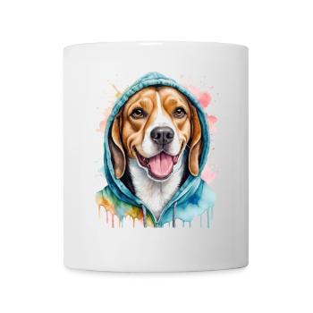 Beagle Hoodie Dog Colorful Funny Animal Design Print - Mug - white - Front