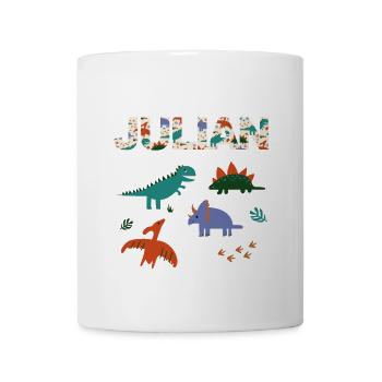 JULIAN - Schöner Jungen Name mit Dinosaurier - Tasse - Weiß - Vorne