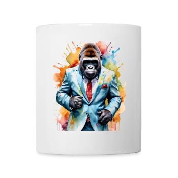 Gorilla Anzug Affe Bunt Tier Design Print - Tasse - Weiß - Vorne