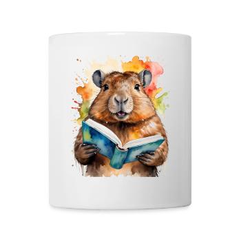 Capybara livre de lecture Capy Colorful Animal Design Print - Mug blanc - blanc - Devant