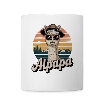 Alpapa Alpaca Vater Lustiges Retro Motiv - Tasse - Weiß - Vorne