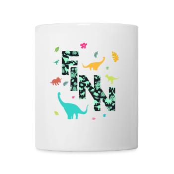 FINN - Schöner Jungen Name mit Dinosaurier - Tasse - Weiß - Vorne