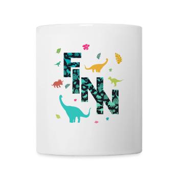 FINN - Schöner Jungen Name mit Dinosaurier - Tasse - Weiß - Vorne