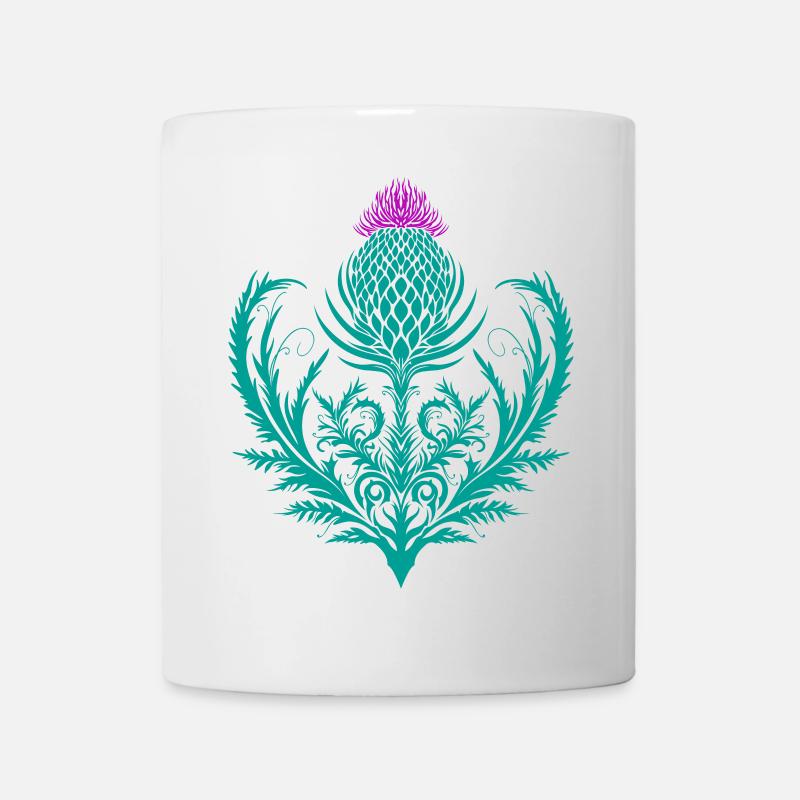 Distel Tattoo Scottish Thistle Botanical Art - Mug - white