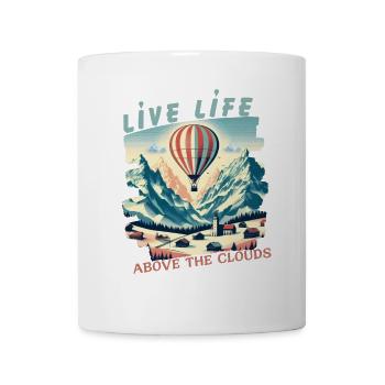 Vivez la vie au-dessus des nuages - T-shirt montgolfières - Mug blanc - blanc - Devant