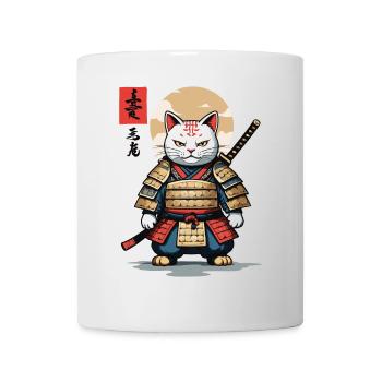 Samurai Katze Asiatischer Ukiyo-E Stil Aesthetic - Tasse - Weiß - Vorne