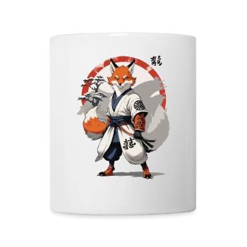Kitsune Samouraï Renard Style Ukiyo-e Vintage - Mug blanc - blanc - Devant