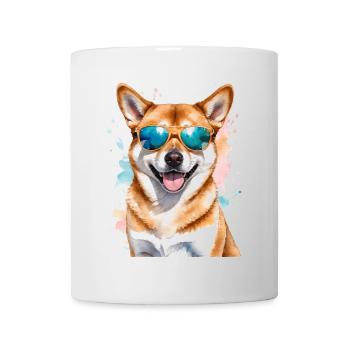 Shiba Inu Lunettes de soleil chien drôle Design Print - Mug blanc - blanc - Devant