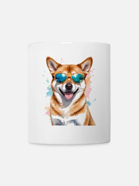Shiba Inu Sonnenbrille Hund Lustig Design Print - Tasse - Weiß