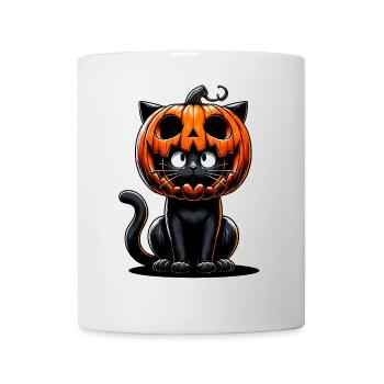 Cute Black Cat Halloween Design Pumpkin Costume - Mug - white - Front