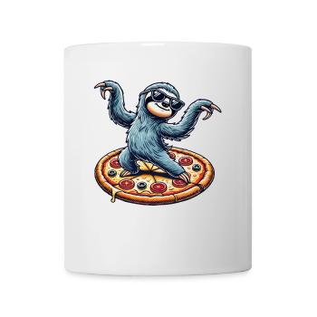 Cool paresseux danse aime pizza Animal paresseux - Mug blanc - blanc - Devant