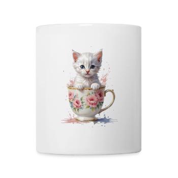 Adorable Kitten in Teacup - Cute Animal - Mug - white - Front