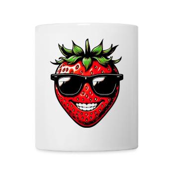 Fraise avec lunettes de soleil - Mug blanc - blanc - Devant