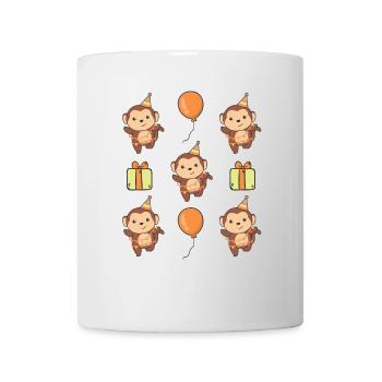 Singe pour l’anniversaire des enfants Un anniversaire - Mug blanc - blanc - Devant