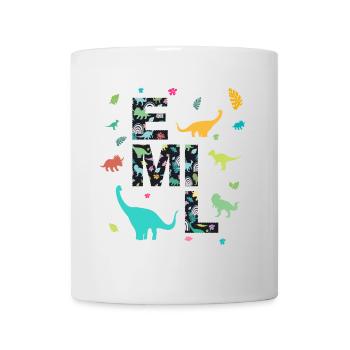EMIL - Schöner Jungen Name mit Dinosaurier - Tasse - Weiß - Vorne