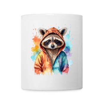 Raton laveur Sweat à capuche coloré drôle animal Design Print - Mug blanc - blanc - Devant