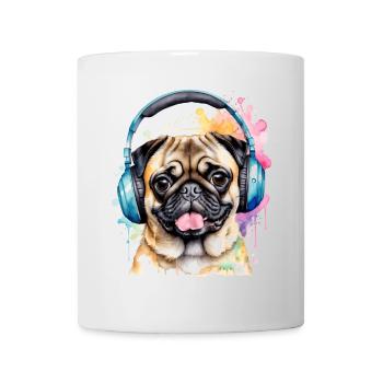 Carlin Casque Chien Coloré Drôle Animal Design Imprimer - Mug blanc - blanc - Devant