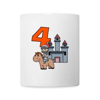 4. Geburtstag Motiv Ritter - vier Jahre alt - Tasse - Weiß - Vorne