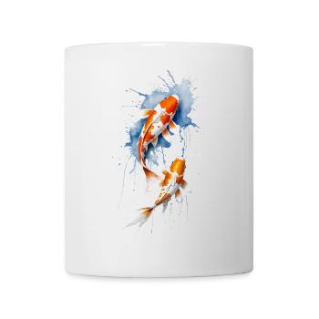 Harmonisches Koi Duo - Aquarell Aquatisch - Tasse - Weiß - Vorne