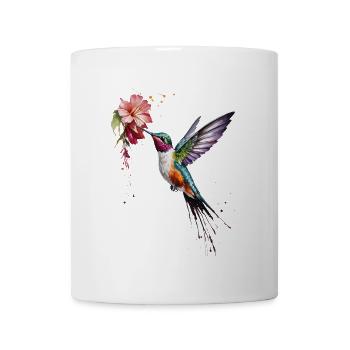 Aquarelle colibri et fleur - Nature’s Balle - Mug blanc - blanc - Devant