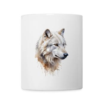 Majestätisches Aquarell Weißer Wolf - Elegante Tierwelt - Tasse - Weiß - Vorne