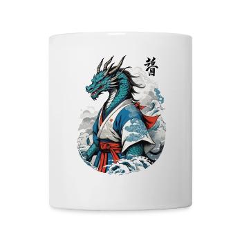 Dragon Samouraï Vintage Ukiyo-e Style - Mug blanc - blanc - Devant