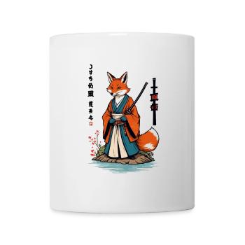 Kitsune Samouraï Renard Style Ukiyo-e Vintage - Mug blanc - blanc - Devant