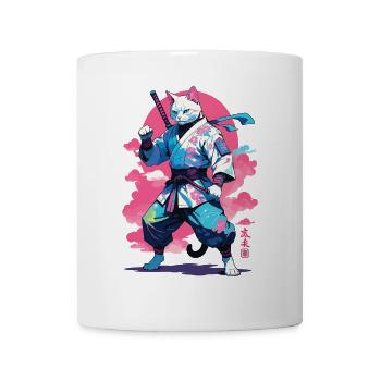 Conception esthétique Samurai Cat Vaporwave - Mug blanc - blanc - Devant