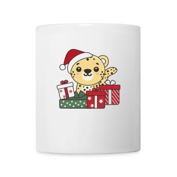 Leopard Weihnachten Geschenk Winter Tiere Leopard - Tasse - Weiß - Vorne