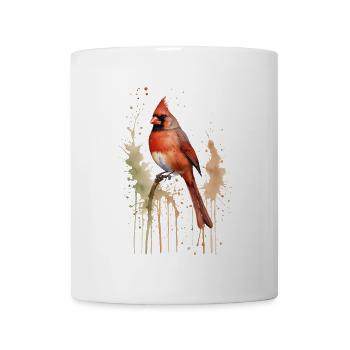 Nördlicher Kardinal Aquarell - Lebendiger Vogel - Tasse - Weiß - Vorne