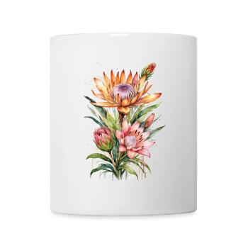 Botanical Elegance Protea Flowers in Watercolor - Mug - white - Front