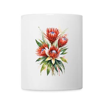 Protea Flowers Watercolor Art | Elegant Botanical - Mug - white - Front