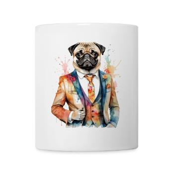 Carlin Costume Chien Coloré Drôle Animal Design Imprimer - Mug blanc - blanc - Devant