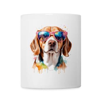 Beagle Sunglasses Dog Funny Animal Design Print - Mug - white - Front