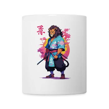 Conception esthétique Samurai Cat Vaporwave - Mug blanc - blanc - Devant