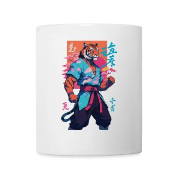 Tiger Yokai Vaporwave Aesthetic Samurai Art - Mug - white - Front