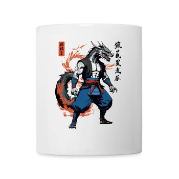 Dragon Samurai Vintage Ukiyo-e Style Artwork - Mug - white - Front