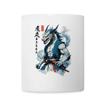 Drachen Samurai Vintage Ukiyo-e Stil Asiatischer - Tasse - Weiß - Vorne