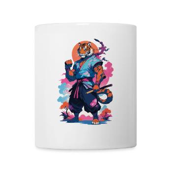 Tiger Yokai Vaporwave Aesthetic Samurai Art - Mug - white - Front