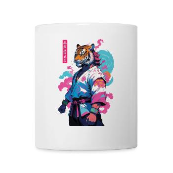 Tiger Yokai Vaporwave Aesthetic Samurai Design - Mug - white - Front