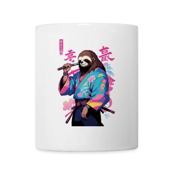 Samurai Sloth Aesthetic Vaporwave Style Art - Mug - white - Front