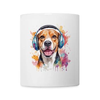 Beagle Headphones Dog Funny Animal Design Print - Mug - white - Front