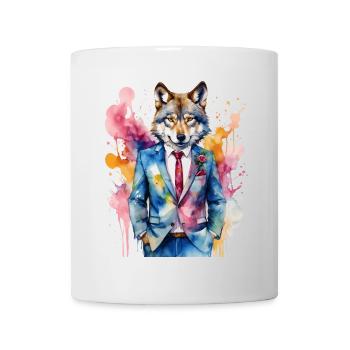 Costume de loup Imprimé coloré de design d’animaux - Mug blanc - blanc - Devant