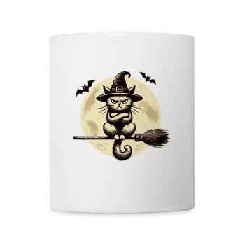 Funny Witch Cat Grumpy Magician Cat - Mug - white - Front
