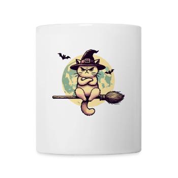 Mauvaise humeur Sorcière Chat Drôle Magicien Chat - Mug blanc - blanc - Devant