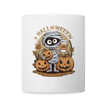 Mumie mit Kürbis und Halloween-Motiv - Tasse - Weiß - Vorne